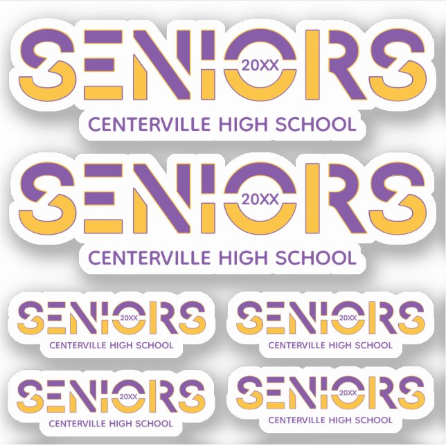 Sticker Ensemble de 6 Aînés de 2 couleurs violets et jaune (Devant)