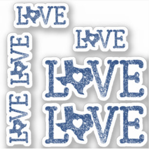 Sticker Ensemble de 6 Texas Love State Drapeau bleu
