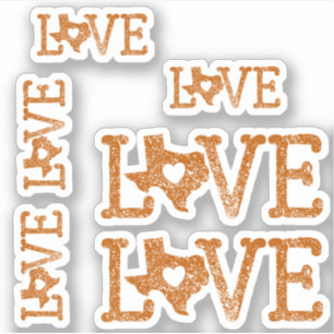 Sticker Ensemble de 6 Texas Perdu Amour Burnt Orange