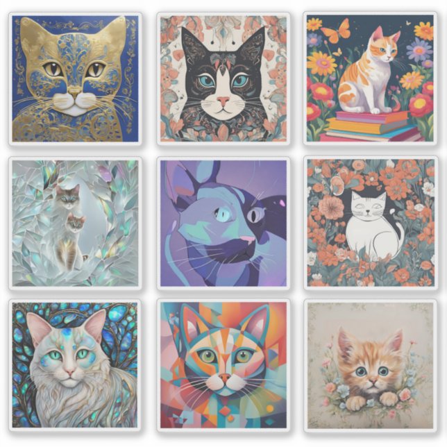 Sticker Ensemble de 9 chats (Devant)
