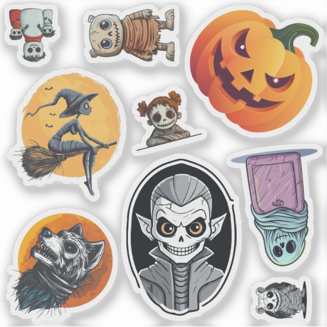 Sticker Ensemble de 9 Halloween Éffrayants (Devant)