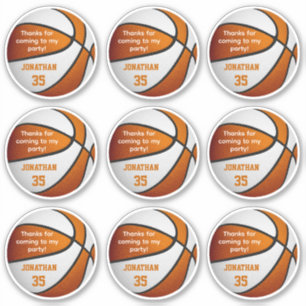 Sticker ensemble de 9 orange blanc basketball parti pour é