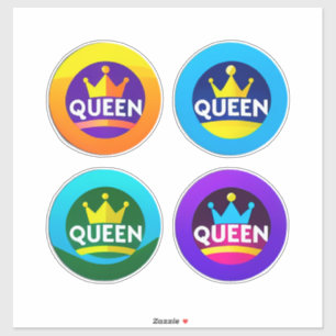 Sticker Ensemble de badges ronds Couronne Reine