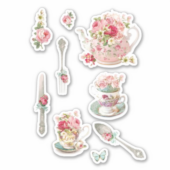 Sticker Ensemble de fleurs vintage scrapbook (Devant)