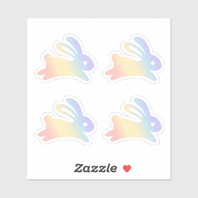 Sticker Ensemble de lapin de lapin arc-en-ciel série 4 Sti (Feuille)