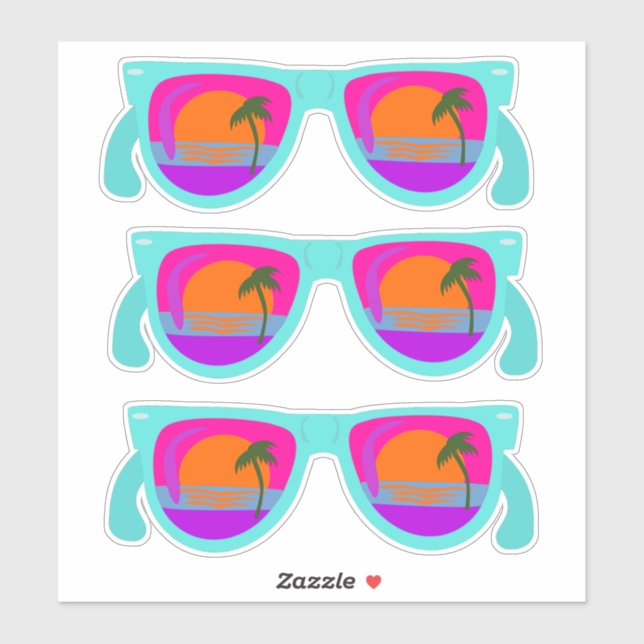 Sticker Ensemble de Lunettes de soleil Retro Neon 80 (Feuille)