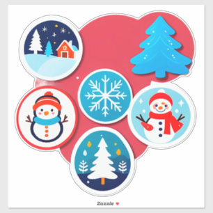 Sticker Ensemble de Noël hivernal fantaisiste