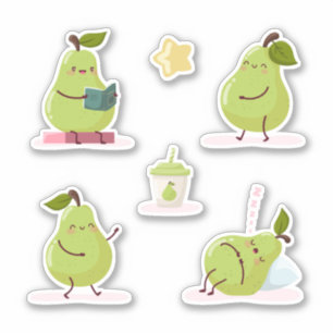 Sticker Ensemble de poires charmant et amusant