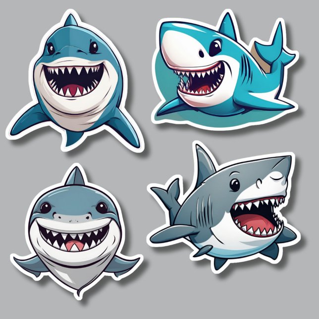 Sticker Ensemble de requins souriants étanche (Créateur téléchargé)