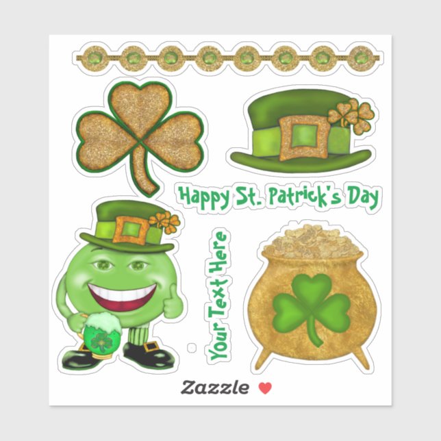 Sticker Ensemble de vinyle irlandais shamrock et or (Feuille)