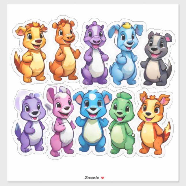 Sticker Ensemble divertissant d'autocollants animaliers (Feuille)