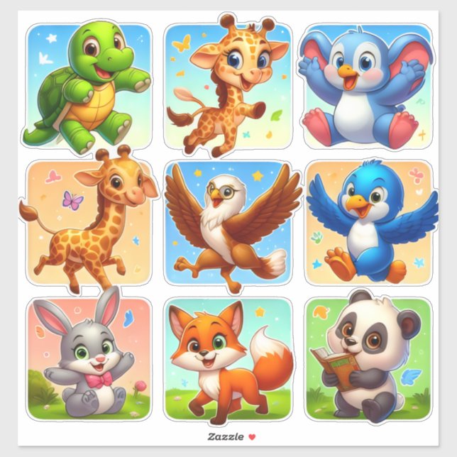 Sticker Ensemble magique d'autocollants animaliers (Feuille)