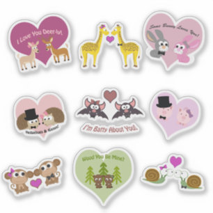 Sticker Ensemble mignon d'autocollant de couples d'animal