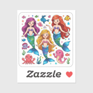 Sticker Ensemble personnalisé amusant de copines sirènes 