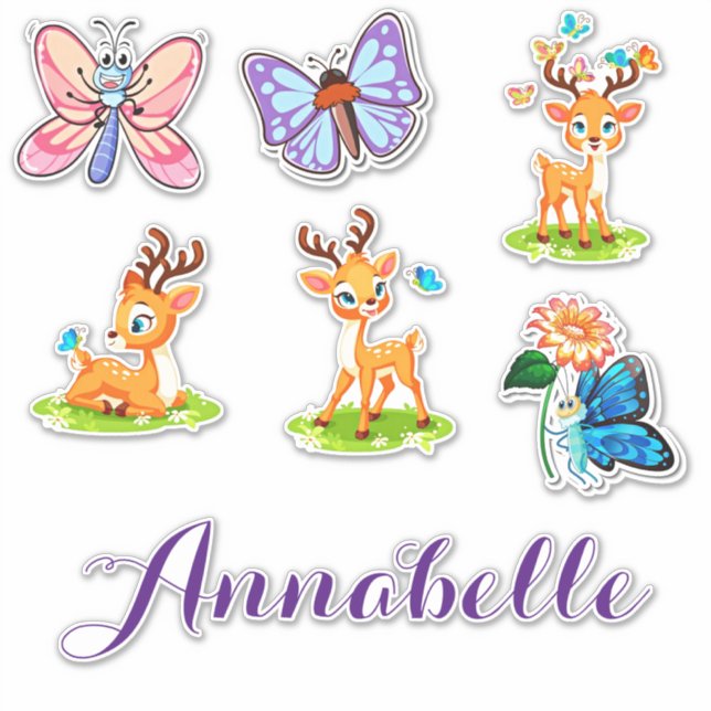Sticker Ensemble personnalisé bébé cher (cerf) (Devant)