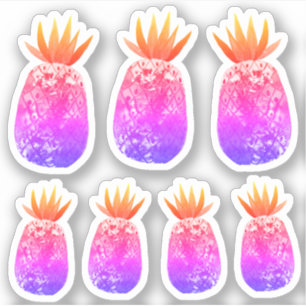 Sticker Ensemble pourpre de rose d'ananas d'art coloré