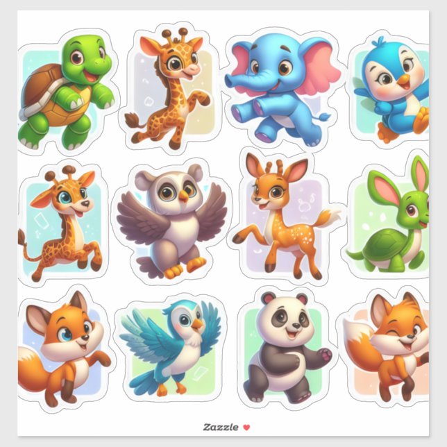 Sticker Ensemble satisfaisant d'autocollants animaliers (Feuille)