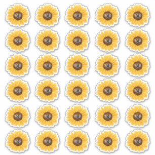 Sticker Enveloppe de tournesol rustique Phoque Monogramme