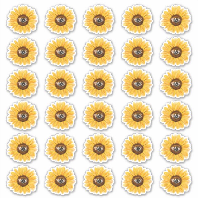 Sticker Enveloppe de tournesol rustique Phoque Monogramme  (Devant)