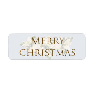 Sticker Enveloppe Poinsettia Blanc Joyeux Noël