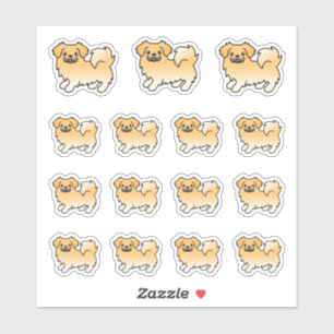 Sticker Épagneul tibétain faon chiens de dessin animé mign