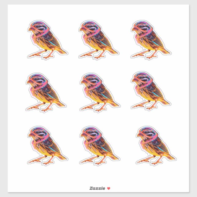 Sticker Épervier de néon avec des accents lumineux (Feuille)