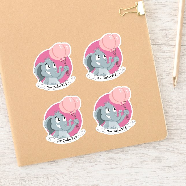 Sticker Ephène de dessin animé avec ballons roses et texte (Carnet)
