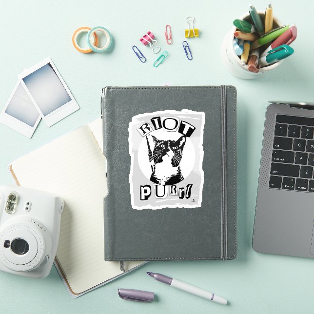 Sticker Epic Riot Purrul Girl Fun Punk Vibes Cat Design (Couverture iPad)