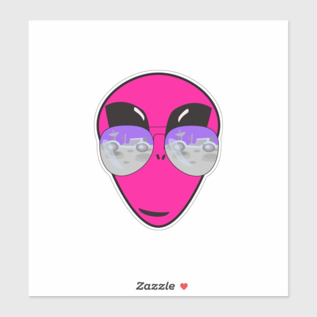 Sticker Epic Shades Alien Head Moon Tourist UFO (Feuille)