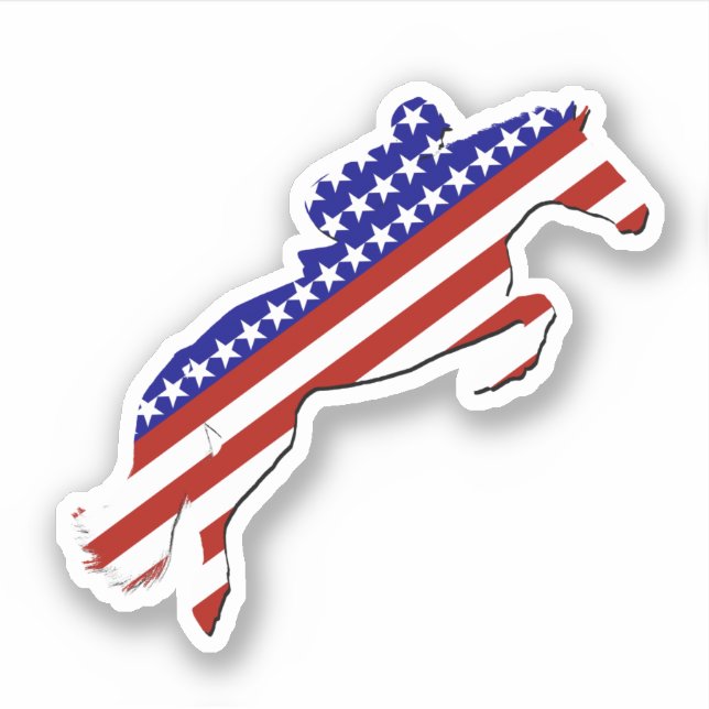 Sticker Équestre patriotique des États-Unis (Devant)
