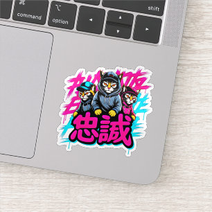 Sticker Équipage de Chat Japonais Cool - Pour Ordinateurs 