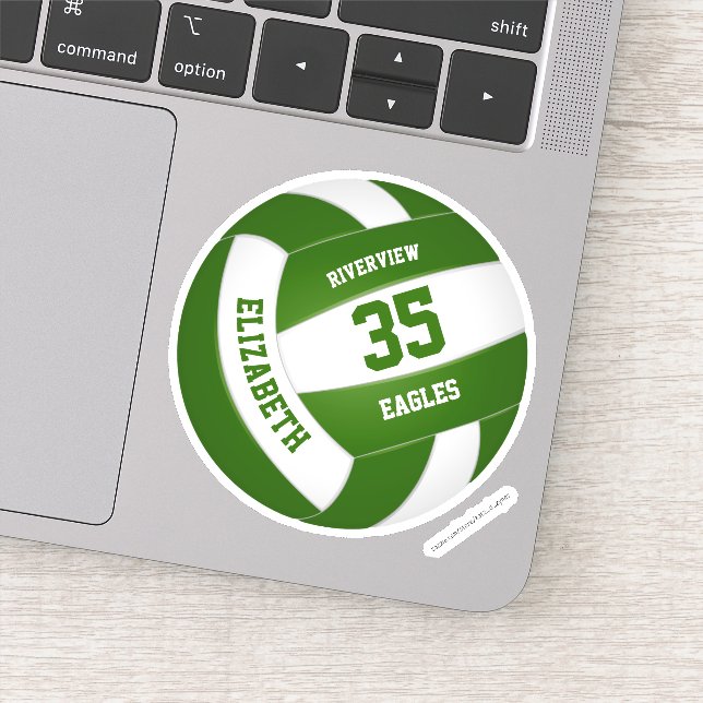 Sticker équipe blanche verte couleurs filles garçons volle (Détail)