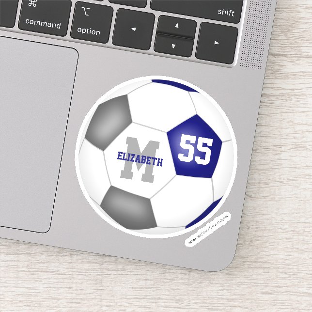 Sticker équipe bleue gris couleurs filles garçons soccer (Détail)