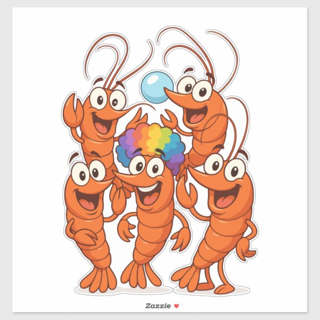 Sticker Équipe de crevettes ambiance plage (Feuille)