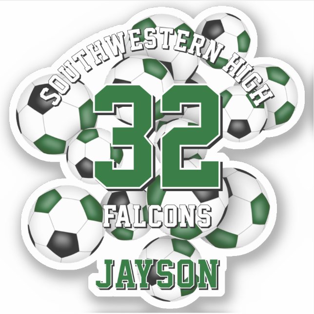 Sticker équipe de football noir vert couleurs garçons fill (Devant)