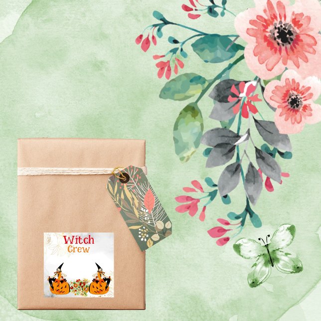 Sticker Équipe de sorcières de l'Halloween Jack O Orange L (Wicked Witch Crew Halloween Orange Jack O Lanterns Sticker)