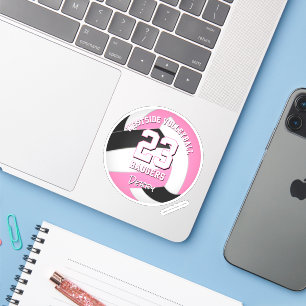 Sticker équipe de sport rose noir couleurs joueur de volle