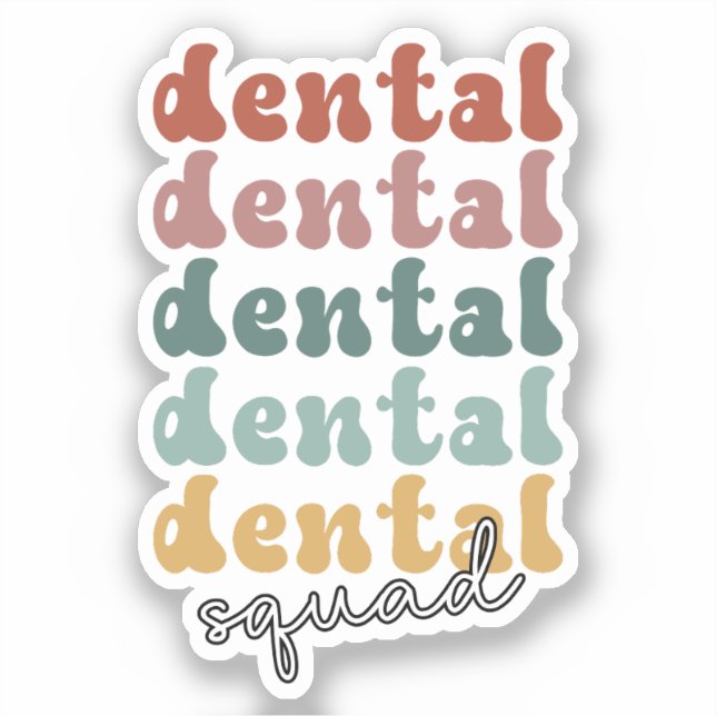Sticker Équipe dentaire rétro | Équipe dentaire | Personne (Recto)