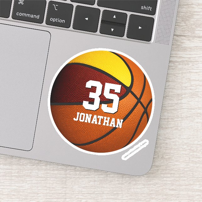 Sticker équipe d'or garçons maroon couleurs basketball (Détail)