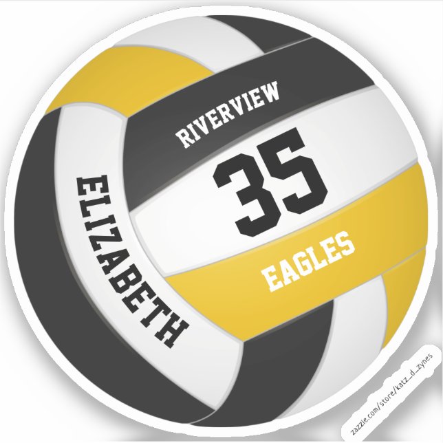 Sticker équipe d'or noir couleurs filles garçons volley-ba (Devant)