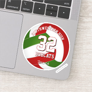 Sticker équipe rouge vert couleurs filles garçons volley