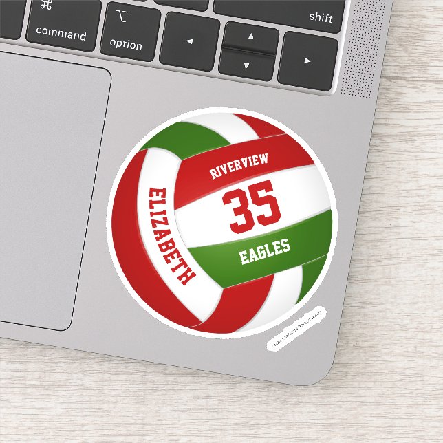 Sticker équipe rouge vert couleurs filles garçons volley (Détail)