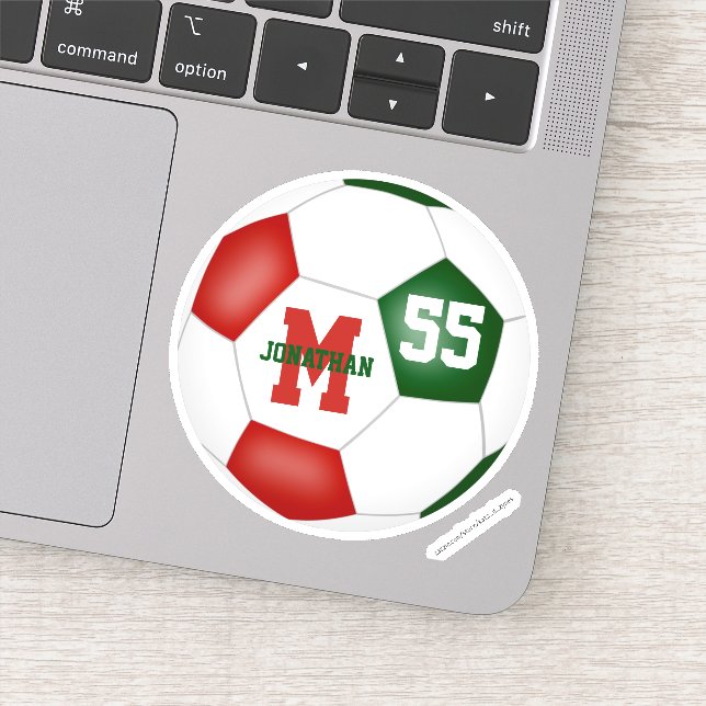 Sticker Équipe rouge vert couleurs garçons filles soccer (Détail)