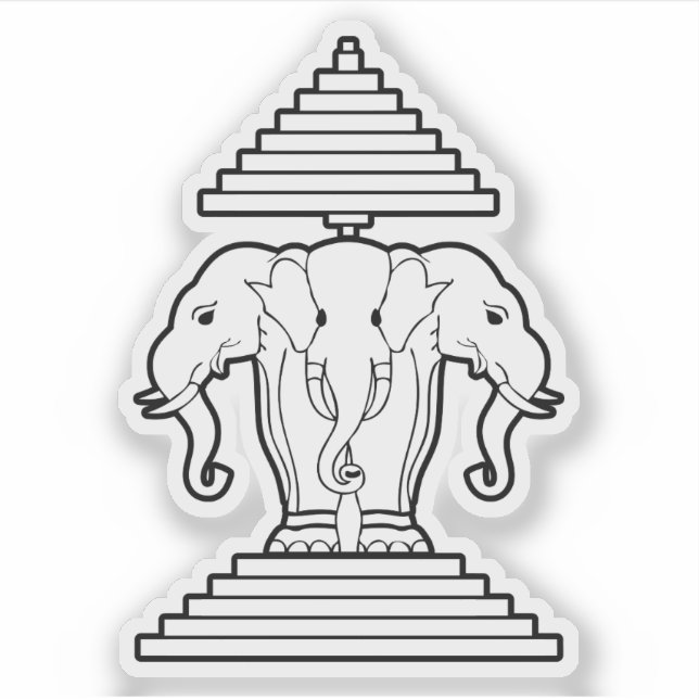 Sticker Erawan Trois éléphant en tête Lao / Laos Drapeau (Devant)