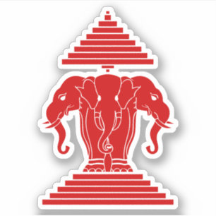 Sticker Erawan Trois éléphant en tête Lao / Laos Drapeau