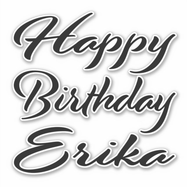 Sticker Erika Name Prénom Anniversaire de la Broderie noir (Devant)