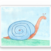 Escargot avec une coquille bleue