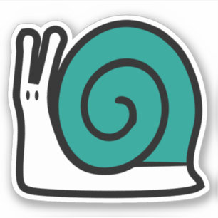 Sticker Escargot caricaturale bleu turquoise