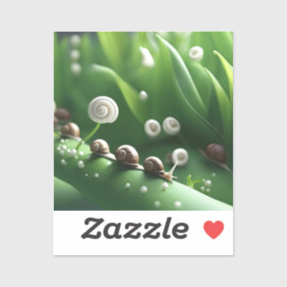 Sticker Escargots alignés sur des plantes verts