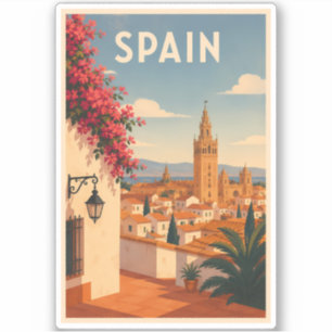 Sticker Espagne Séville Illustration Art de Voyage Vintage